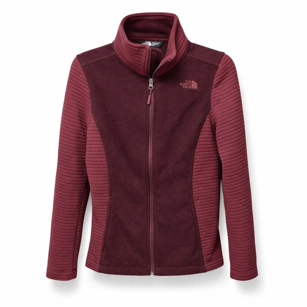 The North Face Women's Indi Full Zip Rib Knit Fleece Jacket Maroon Size M
